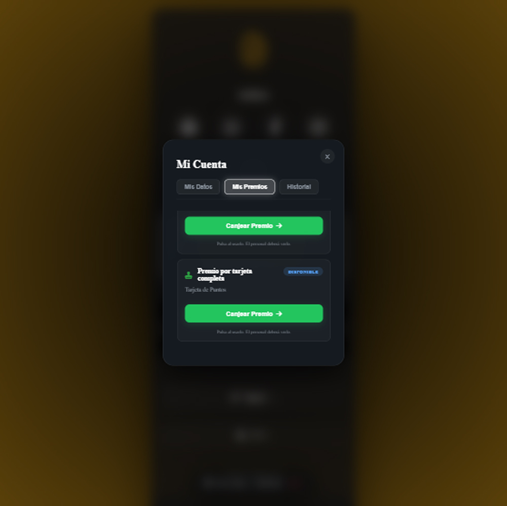 Landing NFC con panel de cliente